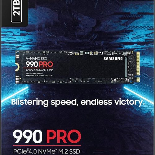 Samsung 990 PRO NVMe M.2 SSD, 2 TB, PCIe 4.0, 7,450 MB/s read, 6,900 MB/s write, Internal SSD, For gaming and video editing