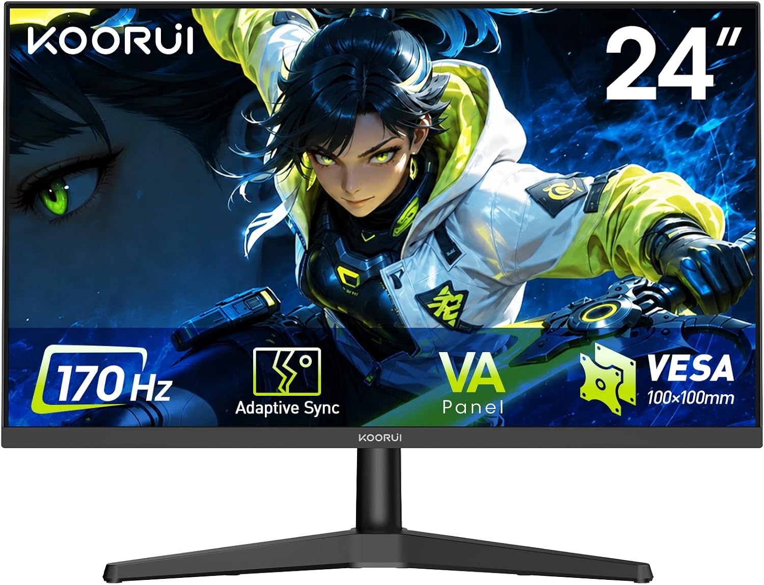 KOORUI 24 Inch Gaming Monitor, 170Hz, Full-HD 1080P, VA